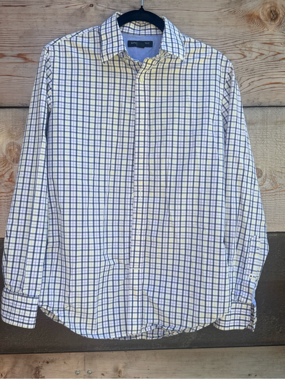Banana Republic Men's Blue & Yellow Plaid Button-Up Shirt